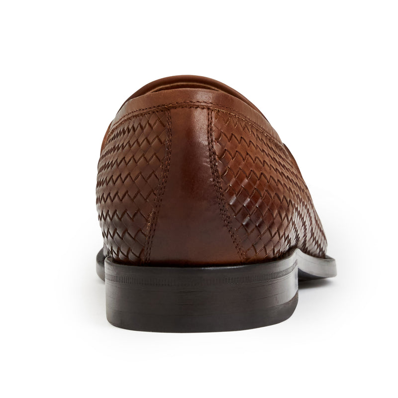 Brown Shiny Loafer With A Golden V – Vercini
