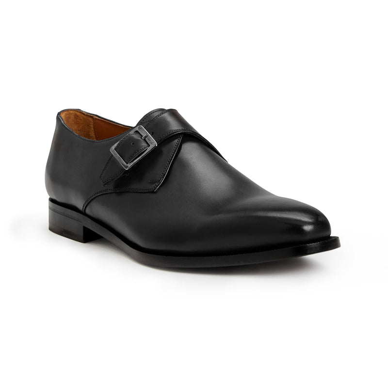 COLLEZIONE VILANTE LEATHER SINGLE STRAP MONK LOAFER-BLACK