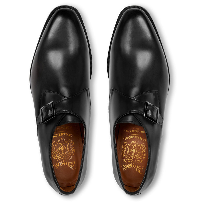 COLLEZIONE VILANTE LEATHER SINGLE STRAP MONK LOAFER-BLACK