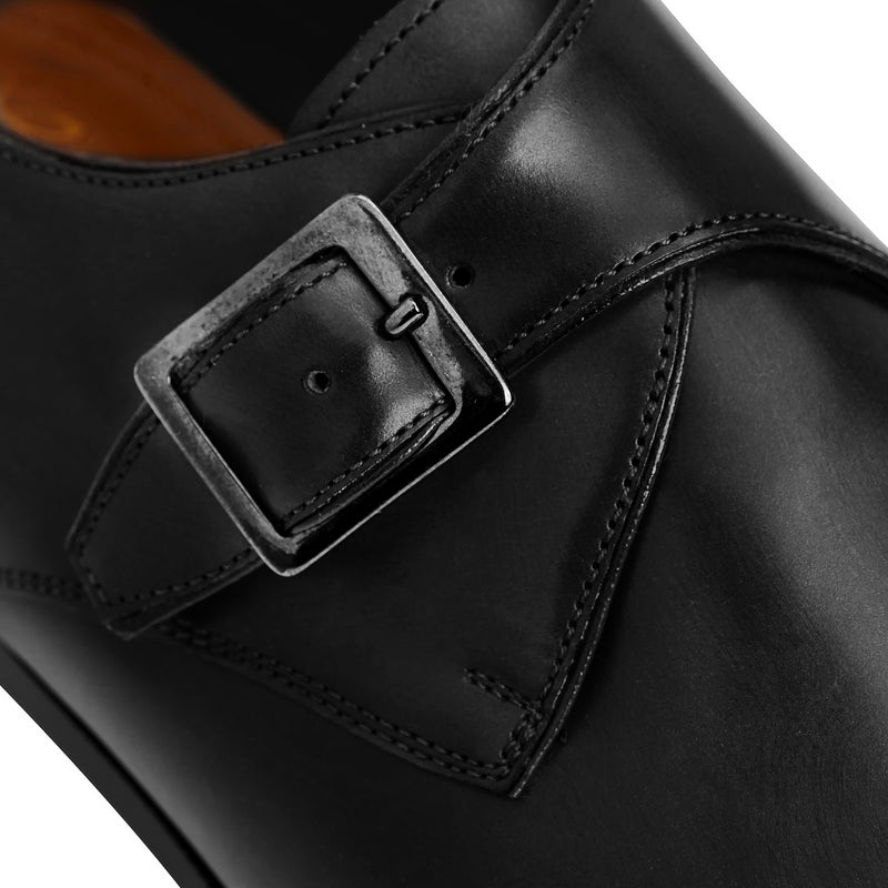 COLLEZIONE VILANTE LEATHER SINGLE STRAP MONK LOAFER-BLACK