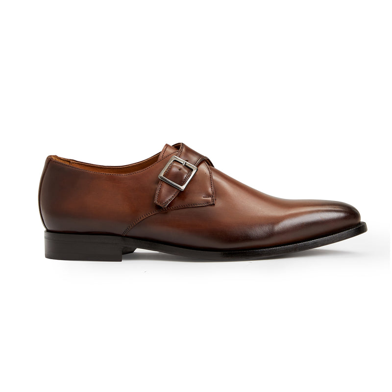 COLLEZIONE VILANTE LEATHER SINGLE STRAP MONK LOAFER-BROWN