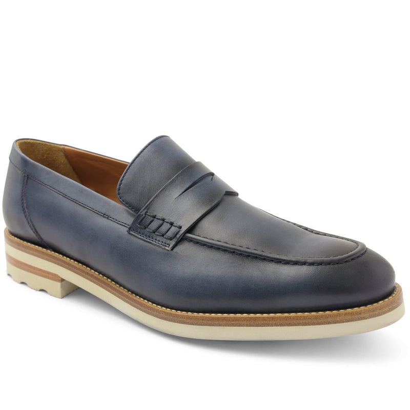 Varrone Classic Leather Penny Loafer - Blue