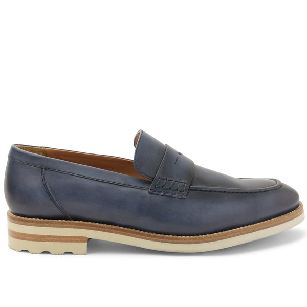 Varrone Classic Leather Penny Loafer - Blue