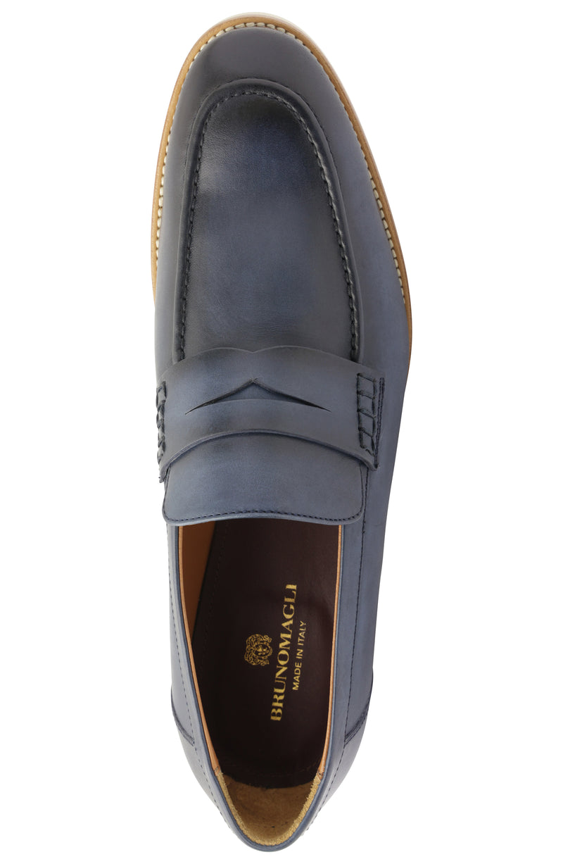 Varrone Classic Leather Penny Loafer - Blue