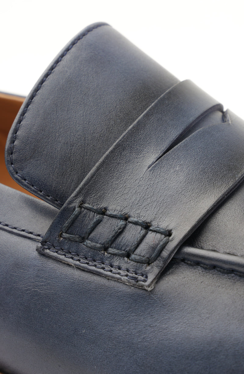 Varrone Classic Leather Penny Loafer - Blue