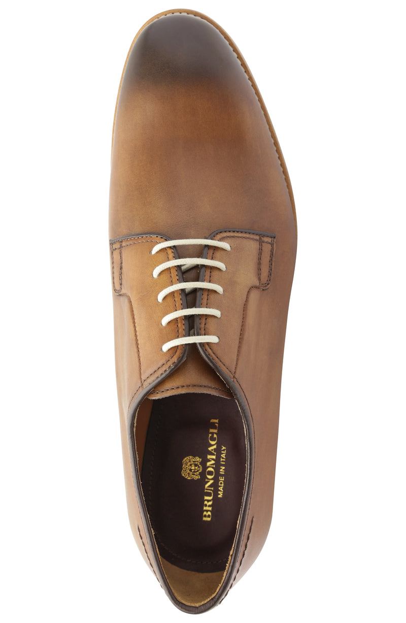 Viterbo Plain Toe Leather Derby - Cognac