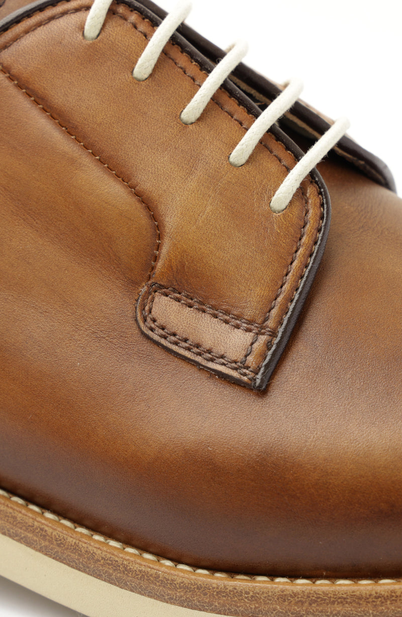 Viterbo Plain Toe Leather Derby - Cognac