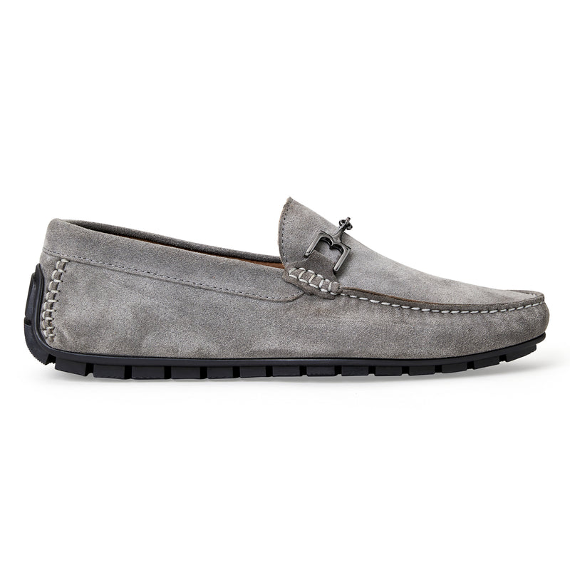 XANDER CASUAL SUEDE DRIVING MOCCASIN-LIGHT GREY