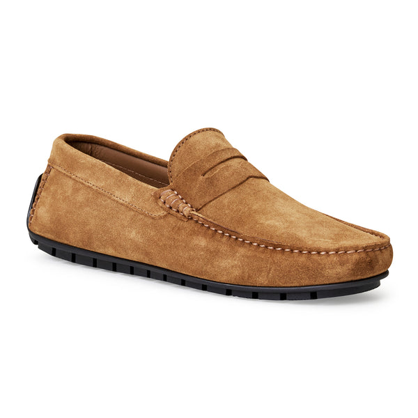 XANE CASUAL SUEDE SLIP-ON DRIVING MOCCASIN-COGNAC