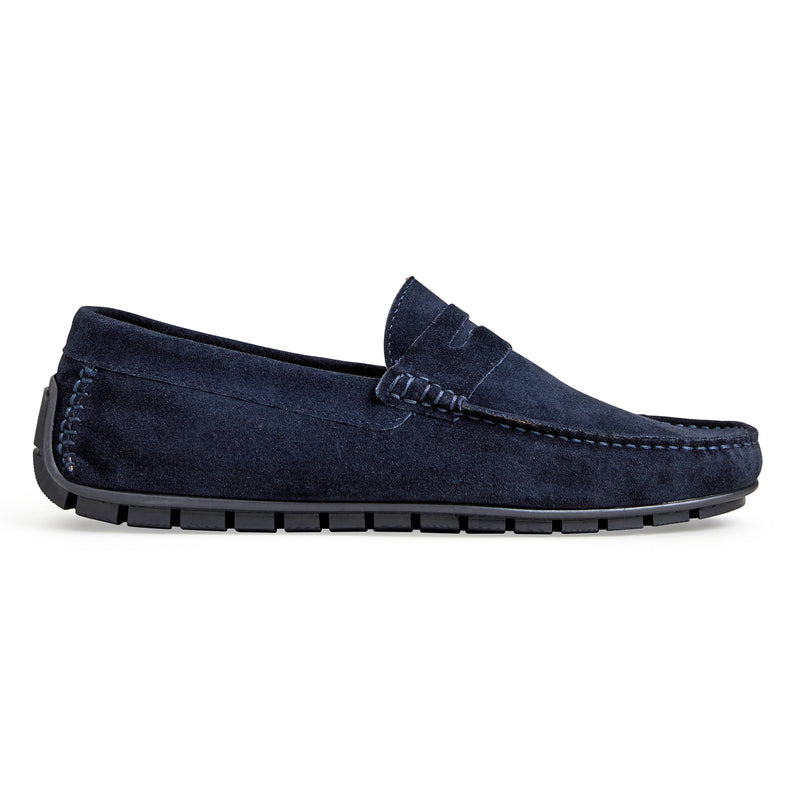 XANE CASUAL SUEDE SLIP-ON DRIVING MOCCASIN-NAVY