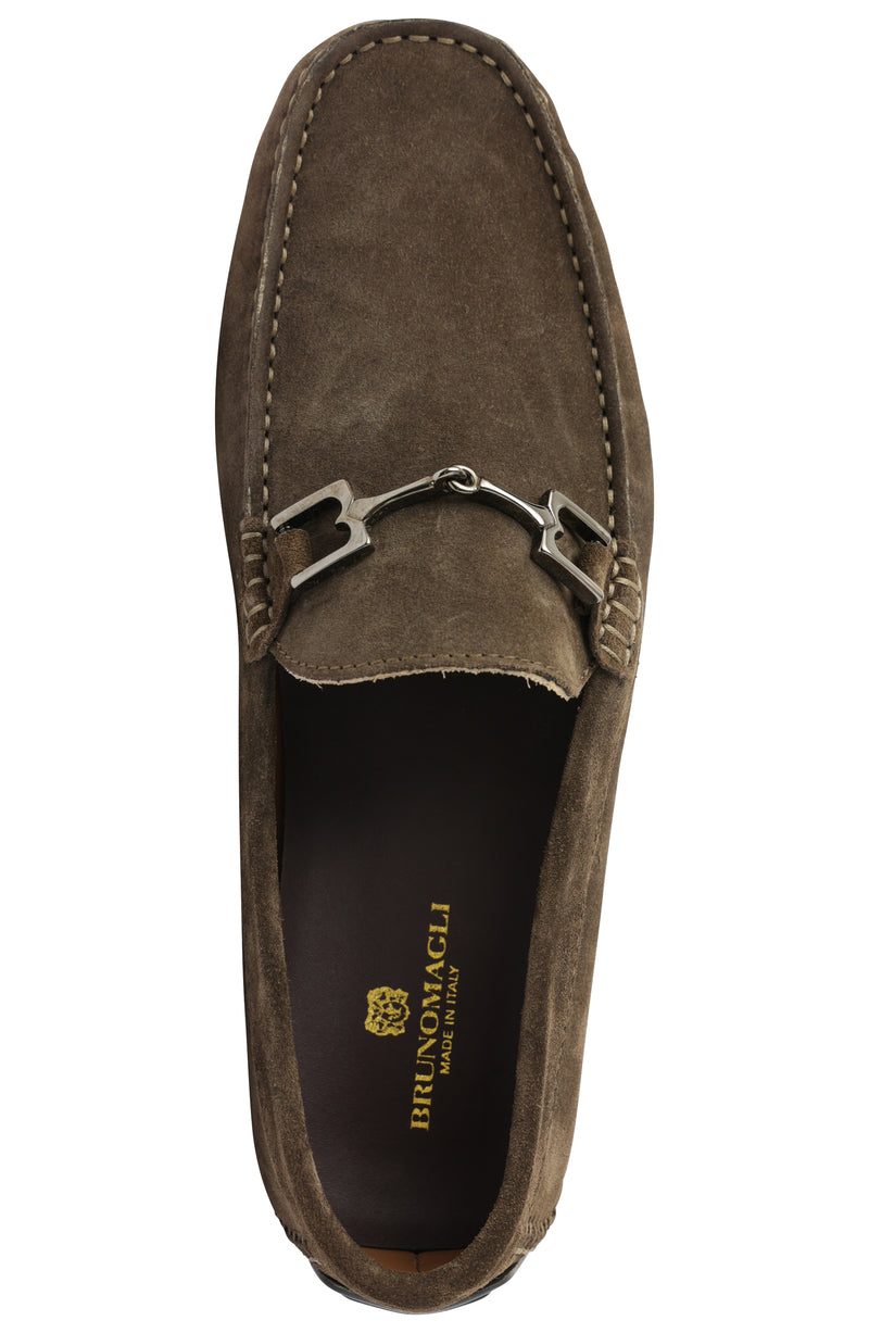 Xander Casual Driving Moccasin Dark Brown Suede Bruno Magli