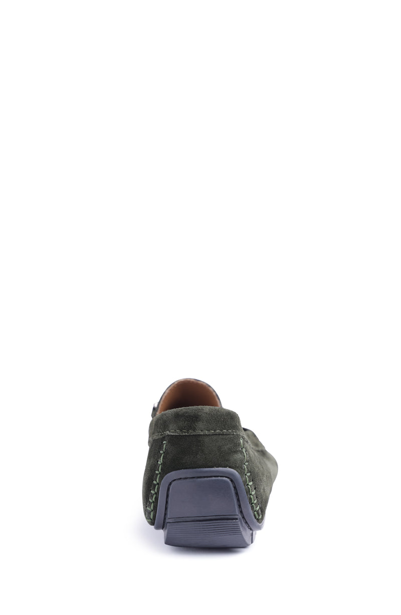 Xander Casual Driving Moccasin - Military Green Suede