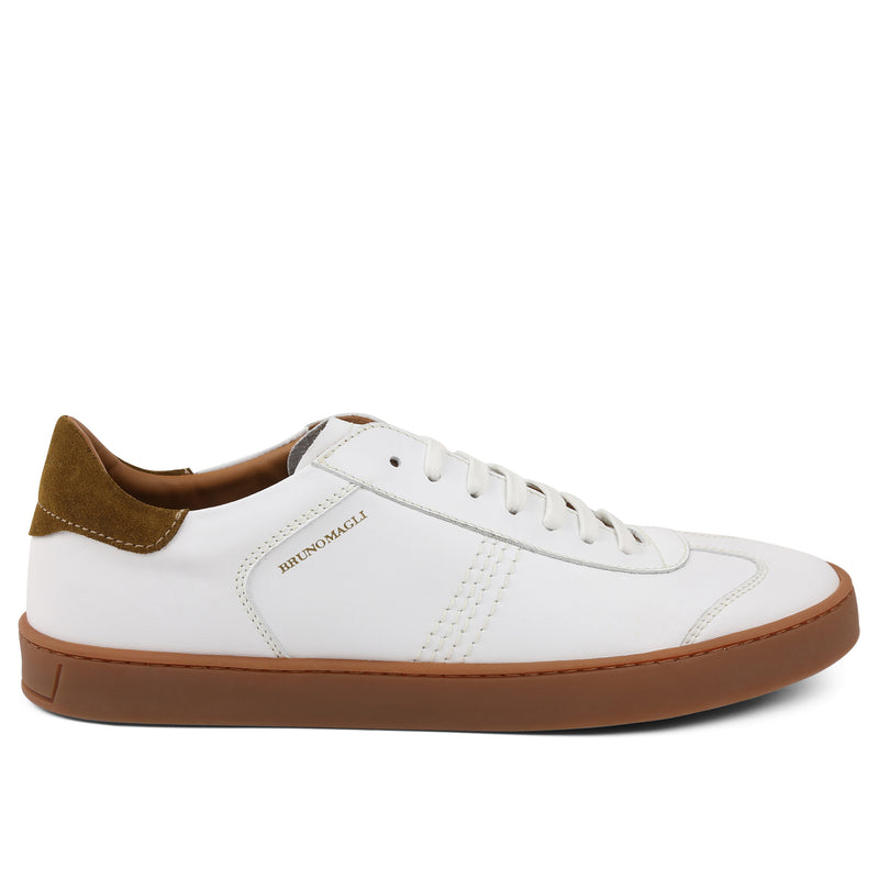 Bruno Magli, Men's Bono Lace Up Sneaker, Made In Italy, leather, premium white sneaker, side