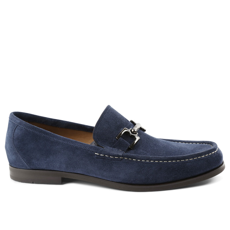 Bruno Magli-Men's Loafer and Slip On-Italian Suede-Navy-Front