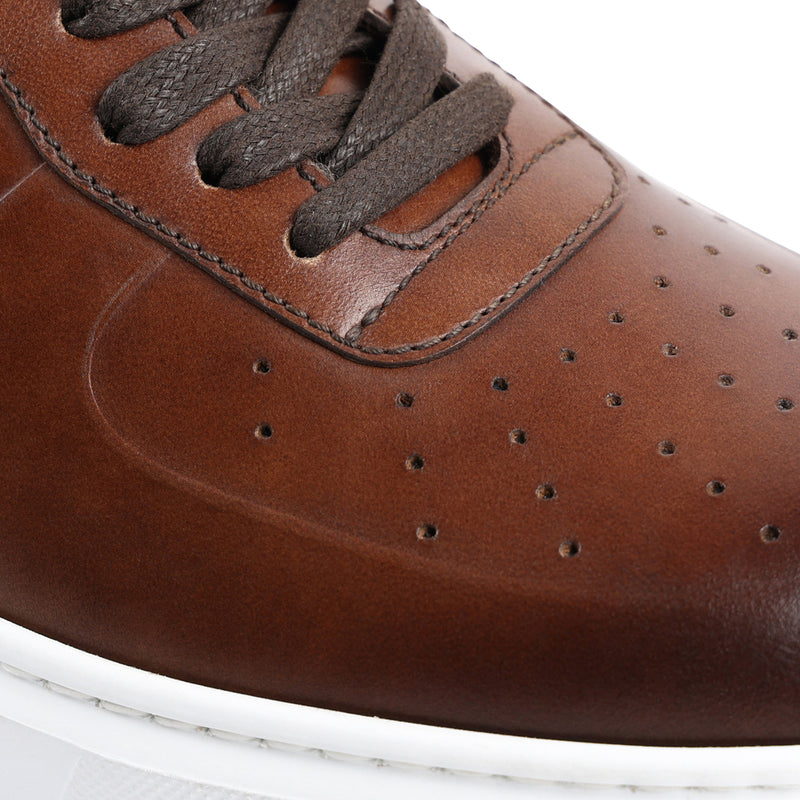 Falcone Leather Sport Lace-Up Sneaker - Cognac
