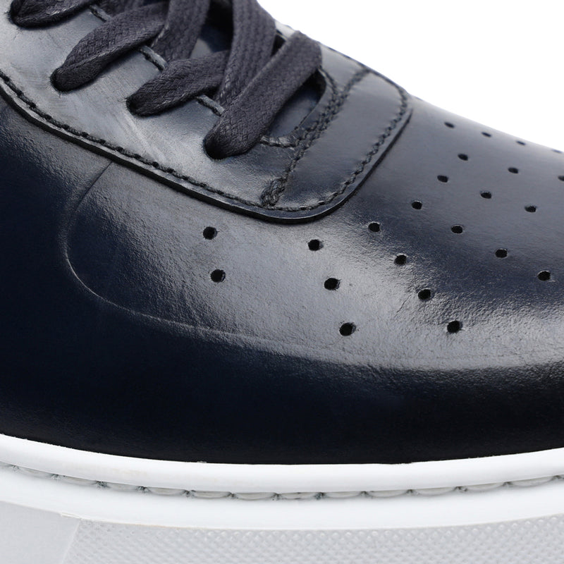 Falcone Leather Sport Lace-Up Sneaker - Navy