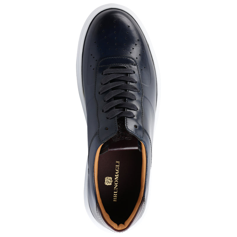 Falcone Leather Sport Lace-Up Sneaker - Navy