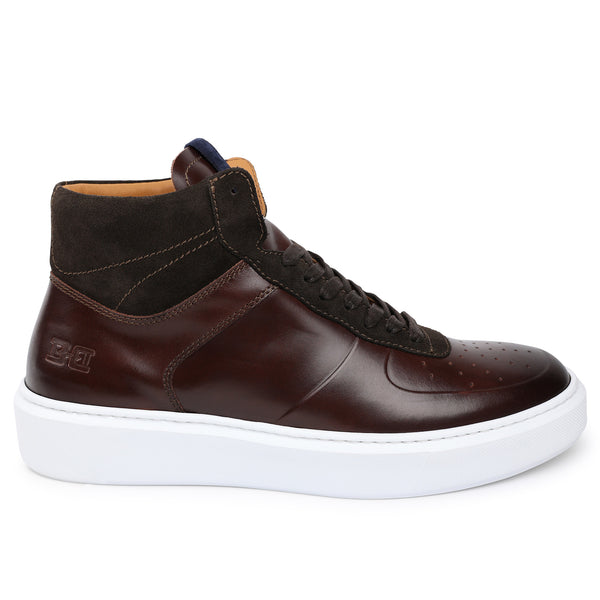 Festa High-Top Lace-Up Sneaker - Rust/Dark Brown