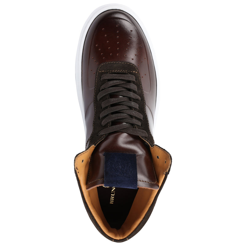 Festa High-Top Lace-Up Sneaker - Rust/Dark Brown