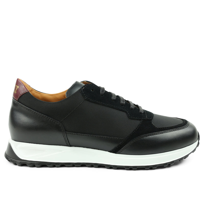 Holden Leather/Nylon Lace-Up Sneaker - Black