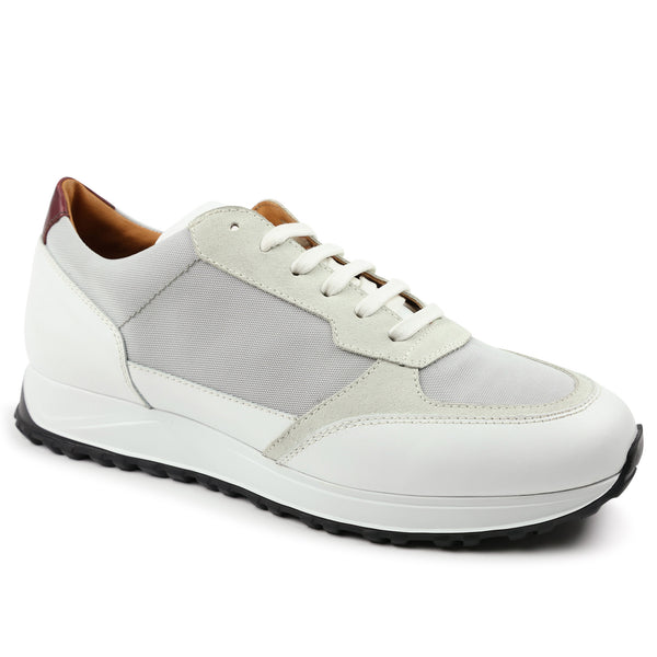 Holden Leather/Nylon Lace-Up Sneaker - White/Light Grey