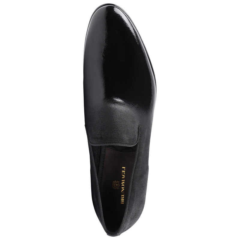 Monet A-Line Patent Suede Smoking Slipper - Black